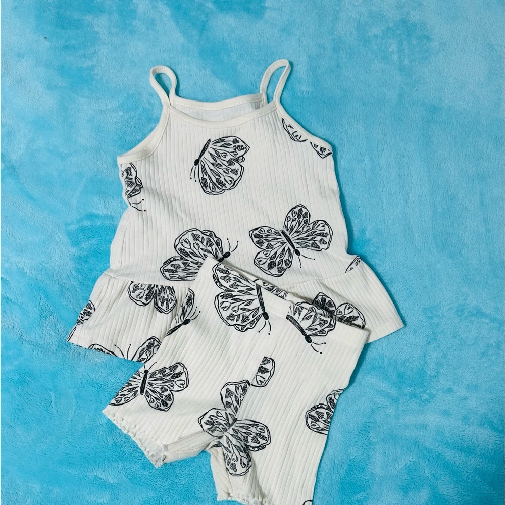 Carter's White and Black Butterfly Kids Matching Set